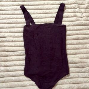 Aerie Purple Lace Floral Bodysuit